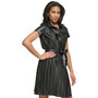 Women's Pleated Faux-Leather Shirtdress