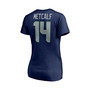 Women's Branded DK Metcalf College Navy Seattle Seahawks Player Icon Name and Number V-Neck T-shirt