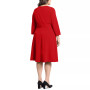 Plus Size 3/4-Sleeve Tab-Waist Fit & Flare Dress