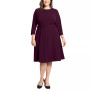 Plus Size 3/4-Sleeve Tab-Waist Fit & Flare Dress