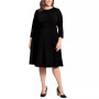 Plus Size 3/4-Sleeve Tab-Waist Fit & Flare Dress