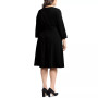 Plus Size 3/4-Sleeve Tab-Waist Fit & Flare Dress
