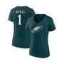 Women's Branded Jalen Hurts Midnight Green Philadelphia Eagles Player Icon Name and Number V-Neck T-shirt