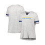 Women's Heather Gray Los Angeles Chargers Plus Size Lace-Up V-Neck T-shirt