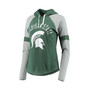 Women's Green and Gray Michigan State Spartans Yard Line Raglan Hoodie Long Sleeve T-shirt