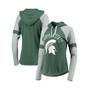 Women's Green and Gray Michigan State Spartans Yard Line Raglan Hoodie Long Sleeve T-shirt
