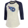 Women's Derrick Henry Cream, Navy Tennessee Titans Player Raglan Name Number 3/4 Sleeve T-shirt