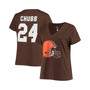 Women's Branded Nick Chubb Brown Cleveland Browns Plus Size Name Number V-Neck T-shirt