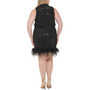 Plus Size Sequined Feathered-Hem Cocktail Dress