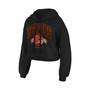 Women's Black Cleveland Browns Fleece Cropped Pullover Hoodie
