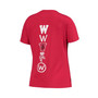 Women's Red Wisconsin Badgers Spine Print V-Neck T-shirt