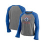 Women's Branded Heathered Gray and Heathered Royal Florida Gators Competitive Edge Cropped Raglan Long Sleeve T-shirt