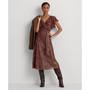 Petite Ruffled Paisley Chiffon Dress