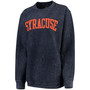 Women's Navy Syracuse Orange Comfy Cord Vintage-Like Wash Basic Arch Pullover Sweatshirt