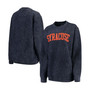Women's Navy Syracuse Orange Comfy Cord Vintage-Like Wash Basic Arch Pullover Sweatshirt