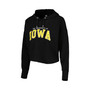 Women's Black Iowa Hawkeyes Core University Cropped French Terry Pullover Hoodie