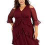 Plus Size V-Neck Ruffle-Trim Chiffon Dress