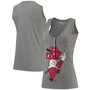 Women's Heathered Gray Arkansas Razorbacks Relaxed Henley Tri-Blend V-Neck Tank Top