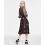 Women's Printed Faux-Wrap Balloon-Sleeve Dress