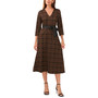 Petite Plaid-Print Faux-Leather-Belt Midi Dress