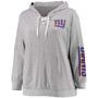Women's Plus Size Heathered Gray New York Giants Lace-Up Pullover Hoodie