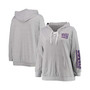 Women's Plus Size Heathered Gray New York Giants Lace-Up Pullover Hoodie
