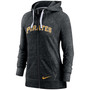 Women's Heathered Black Pittsburgh Pirates Wordmark Gym Vintage-Like Raglan Full-Zip Hoodie