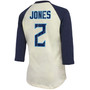 Women's Julio Jones Cream, Navy Tennessee Titans Player Name Number Raglan 3/4 Sleeve T-shirt