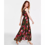 Women's Floral-Print Pleated Ruffled Maxi Dress