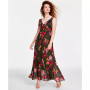 Women's Floral-Print Pleated Ruffled Maxi Dress