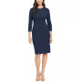 Petite 3/4-Sleeve Tab-Waist Sheath Dress