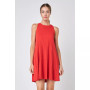Women's Pleated A-line Knit Mini Dress