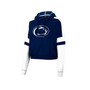 Women's Heather Navy Penn State Nittany Lions Throwback Stripe Arch Logo Cropped Pullover Hoodie