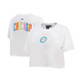 Women's White Chicago Cubs Washed Neon Cropped Boxy T-shirt