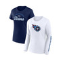 Women's Branded Navy, White Tennessee Titans Lightweight Short and Long Sleeve T-shirt Combo Pack