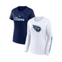 Women's Branded Navy, White Tennessee Titans Lightweight Short and Long Sleeve T-shirt Combo Pack