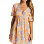 Juniors' Printed V-Neck Puff-Sleeve Dress