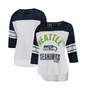 Women's White, College Navy Seattle Seahawks First Team Three-Quarter Sleeve Mesh T-shirt