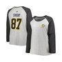 Women's Branded Sidney Crosby Heather Gray, Heather Charcoal Pittsburgh Penguins Plus Size Name and Number Raglan Long Sleeve T-shirt