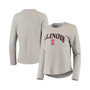 Women's Heathered Gray Illinois Fighting Illini Seaside Striped French Terry Raglan Pullover Sweatshirt