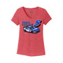 Women's Heather Red Kyle Larson One-Spot V-Neck T-shirt