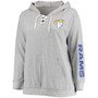 Women's Plus Size Heathered Gray Los Angeles Rams Lace-Up Pullover Hoodie