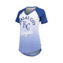 Women's Touch Royal and White Kansas City Royals Shortstop Ombre Raglan V-Neck T-shirt