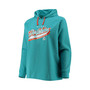 Women's Branded Aqua Miami Dolphins Plus Size First Contact Raglan Pullover Hoodie