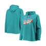 Women's Branded Aqua Miami Dolphins Plus Size First Contact Raglan Pullover Hoodie