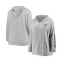 Women's Plus Size Heathered Gray New Orleans Saints Lace-Up Pullover Hoodie