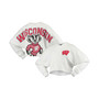 Women's White Wisconsin Badgers Raw Hem Cropped Long Sleeve T-shirt