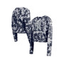 Women's Navy New York Yankees Tie-Dye Cropped Long Sleeve T-shirt