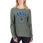 Women's Heathered Gray Kansas Jayhawks Edith Vintage-Like Knobi Pullover Sweatshirt