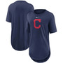 Women's Navy Cleveland Indians Mascot Outline Weekend Tri-Blend T-shirt
